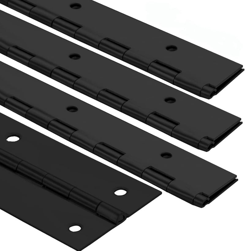 EVANCENT 4Pack Heavy Duty Piano Hinge, 2" Open Width x 16" Continuous Hinges, 0.06" Thick Stainless Steel with Holes, Black Furniture Hinges for Cabinet Door Cases Woodworking - Image 1